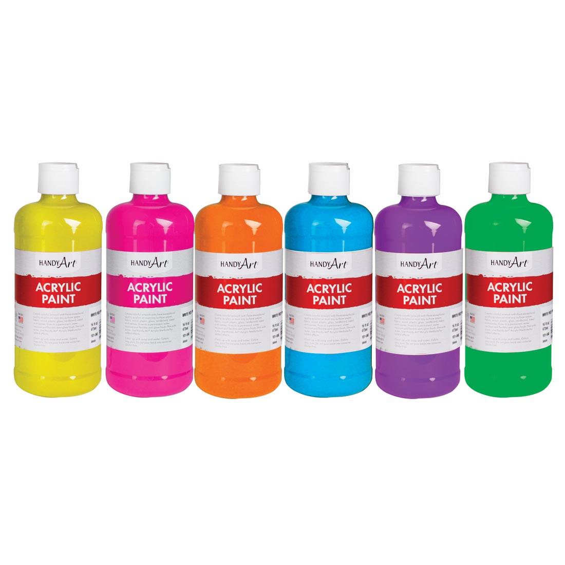 Handy Art Acrylic Paints 6-Color Fluorescent Pint Set