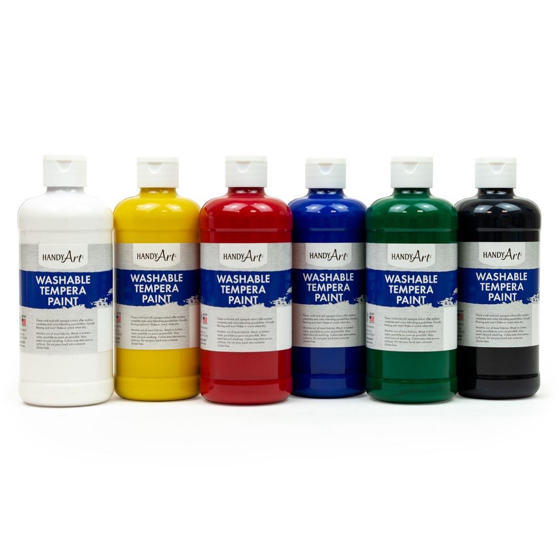 Handy Art Washable Tempera Paint 6-Color Pint Set