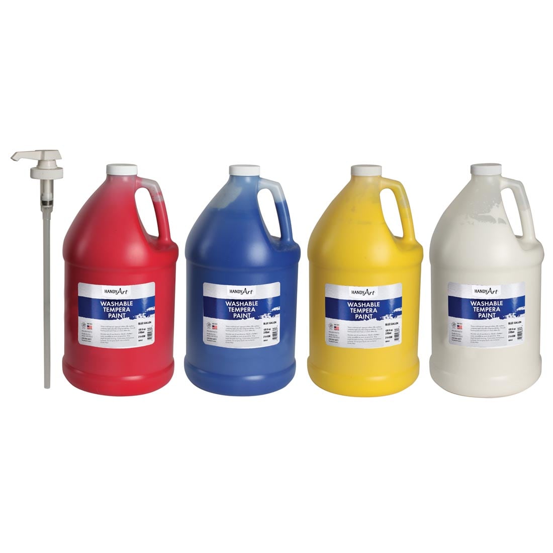 Handy Art Washable Tempera Paint 4 Primary Colors Gallon Set