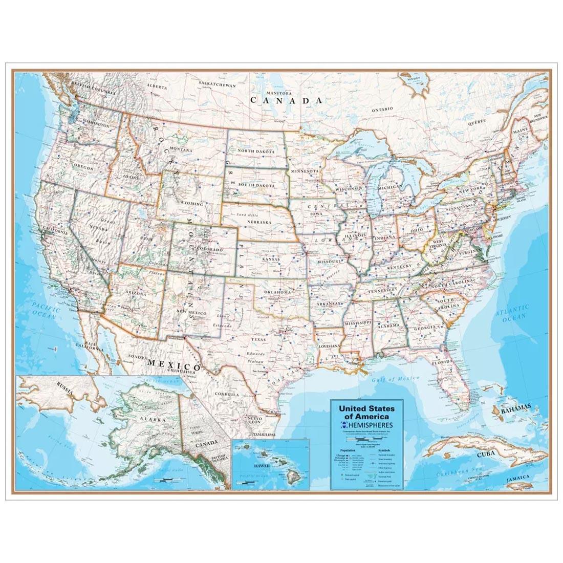 Hemispheres Contemporary Series United States Wall Map by Round World Products