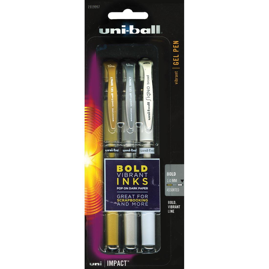 uni-ball Gel Pen Set with gold, silver and white pens