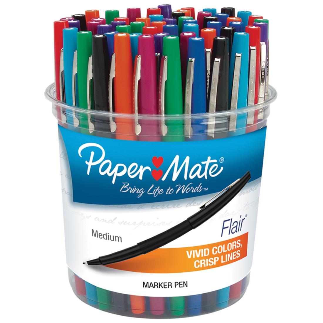 48 Paper Mate Flair Pens in a Plastic Tub