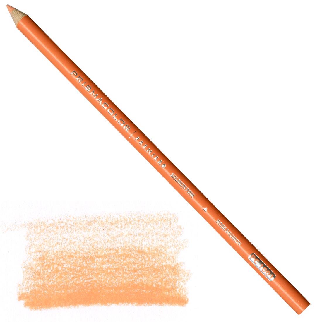 Salmon Pink Prismacolor Premier Colored Pencil with a sample colored swatch