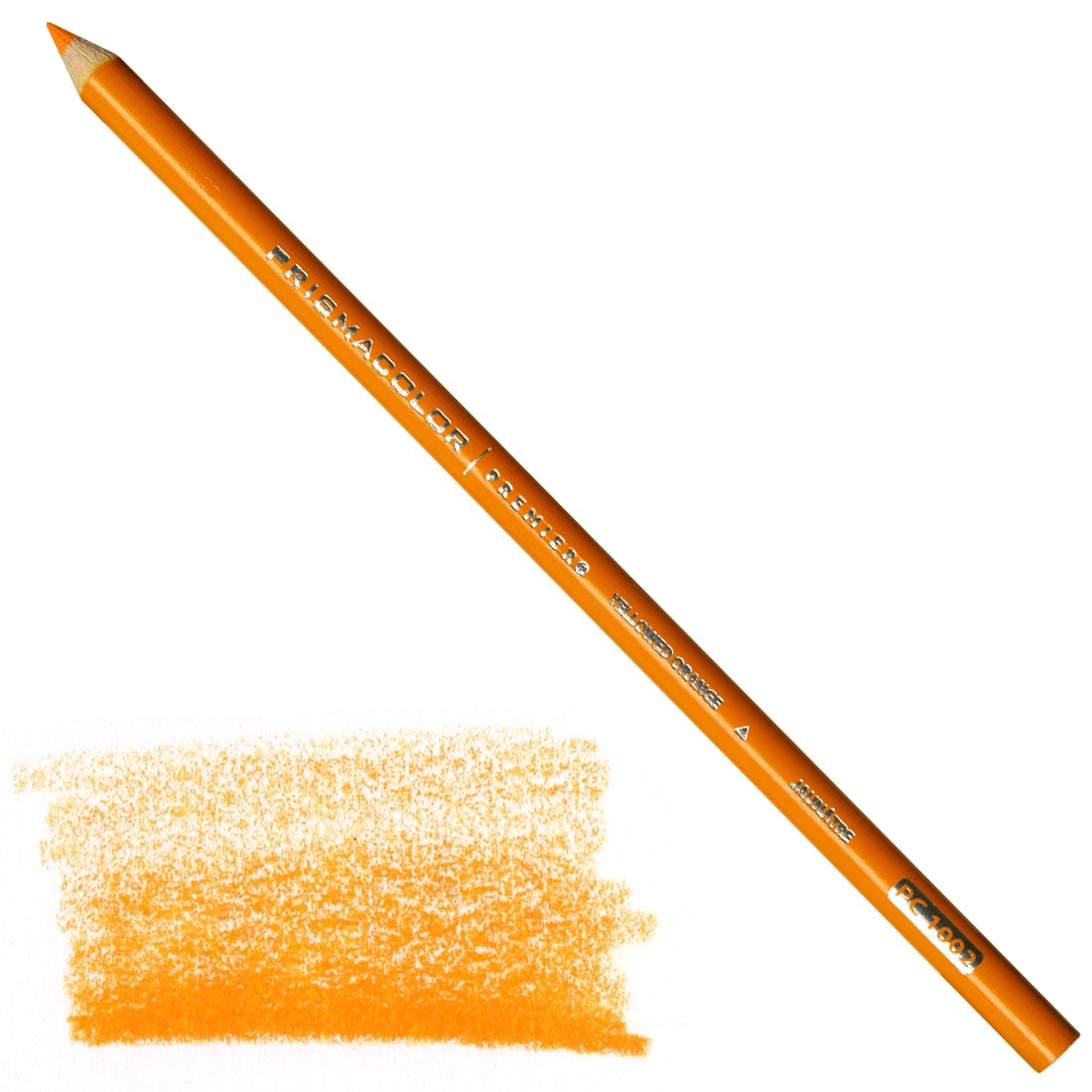 Yellowed Orange Prismacolor Premier Colored Pencil with a sample colored swatch