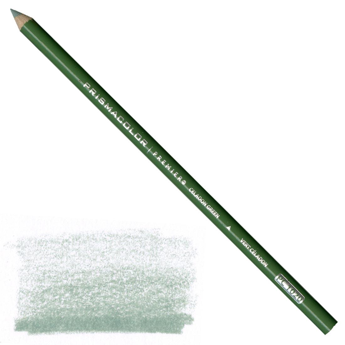 Celadon Green Prismacolor Premier Colored Pencil with a sample colored swatch