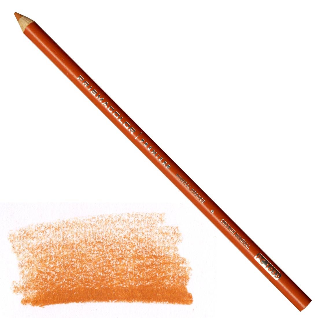 Mineral Orange Prismacolor Premier Colored Pencil with a sample colored swatch