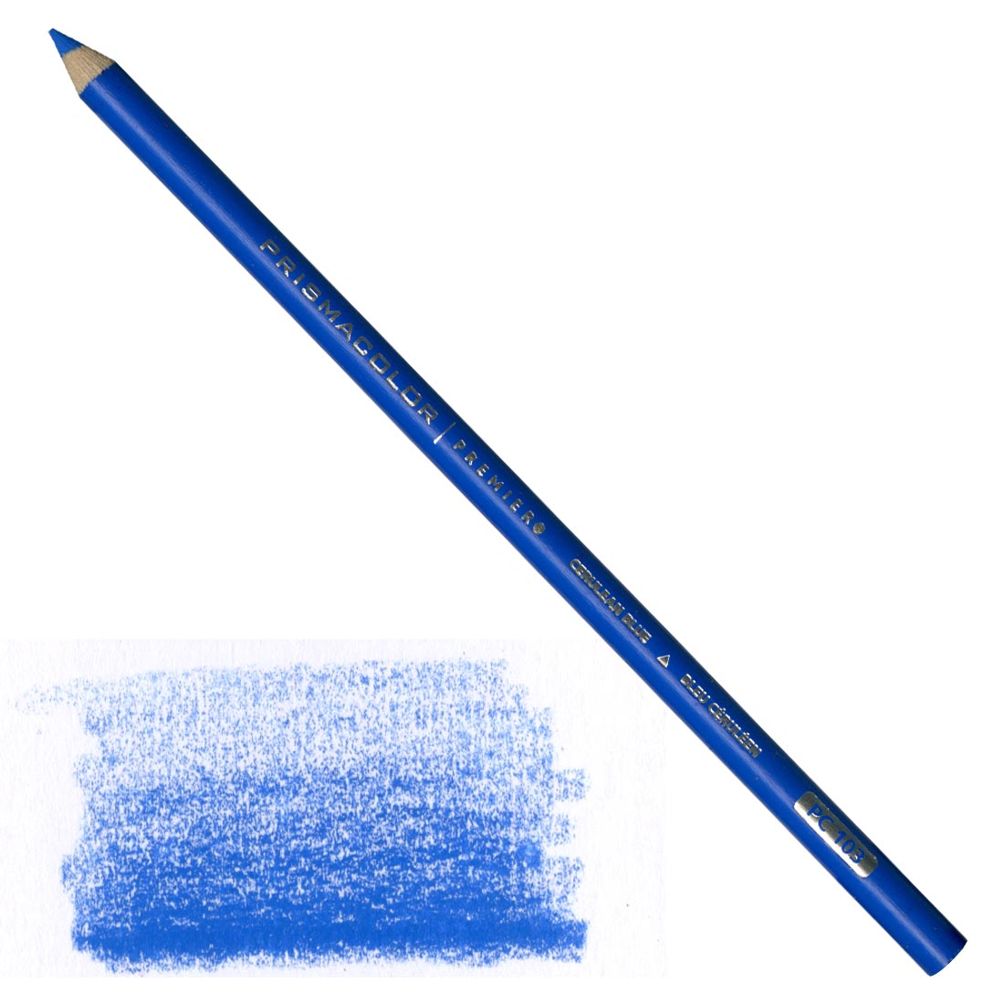 Cerulean Blue Prismacolor Premier Colored Pencil with a sample colored swatch