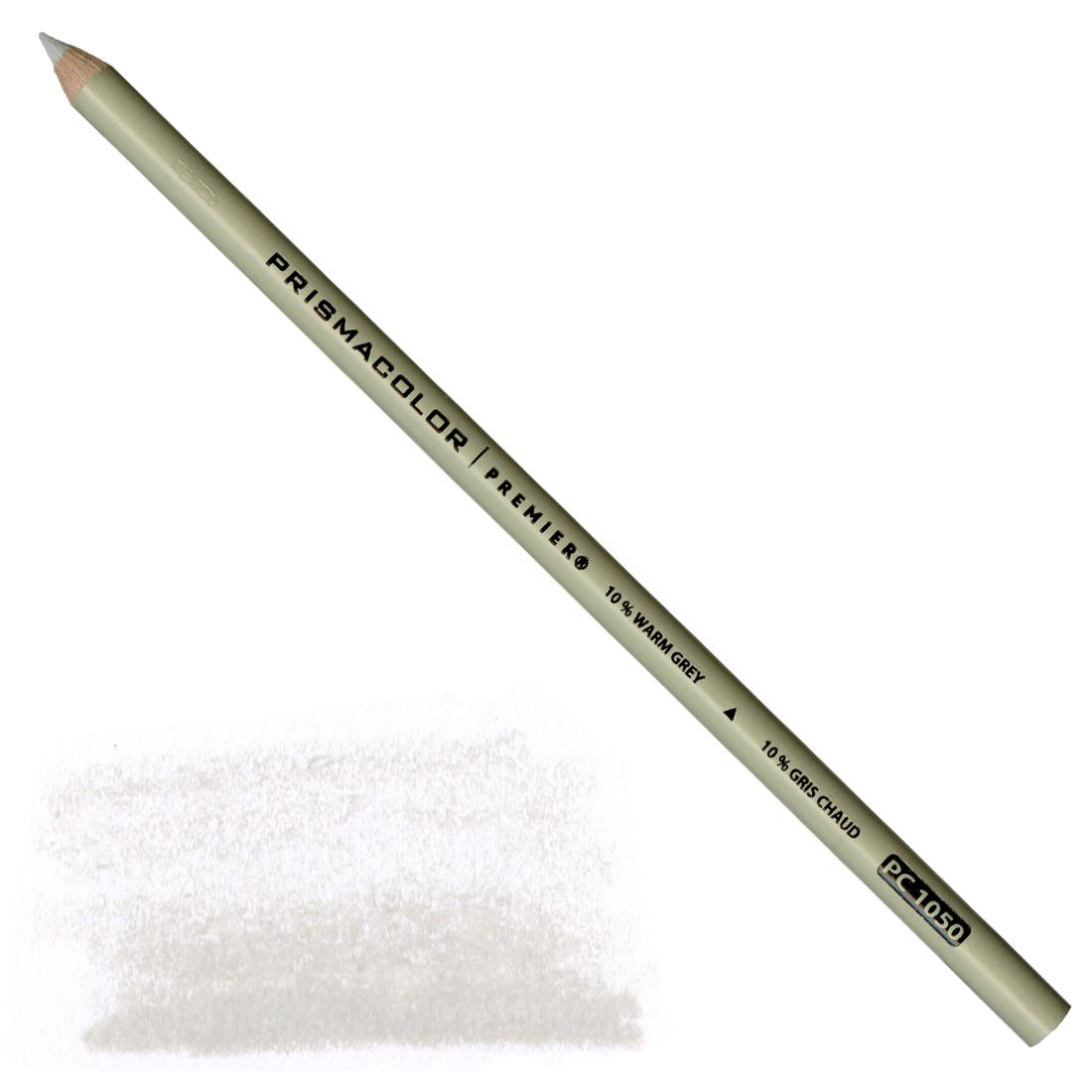 10% Warm Grey Prismacolor Premier Colored Pencil with a sample colored swatch