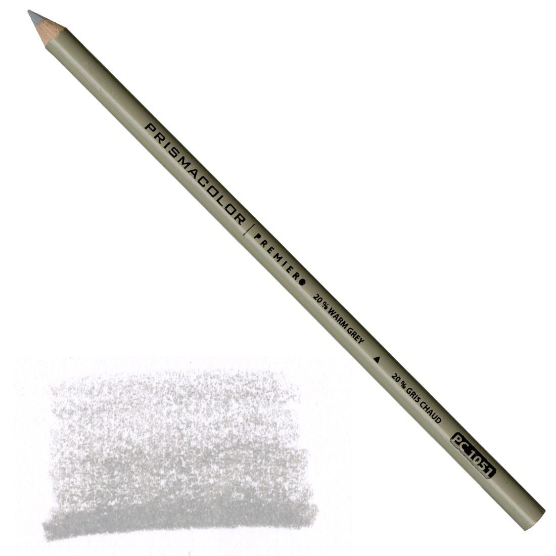 20% Warm Grey Prismacolor Premier Colored Pencil with a sample colored swatch