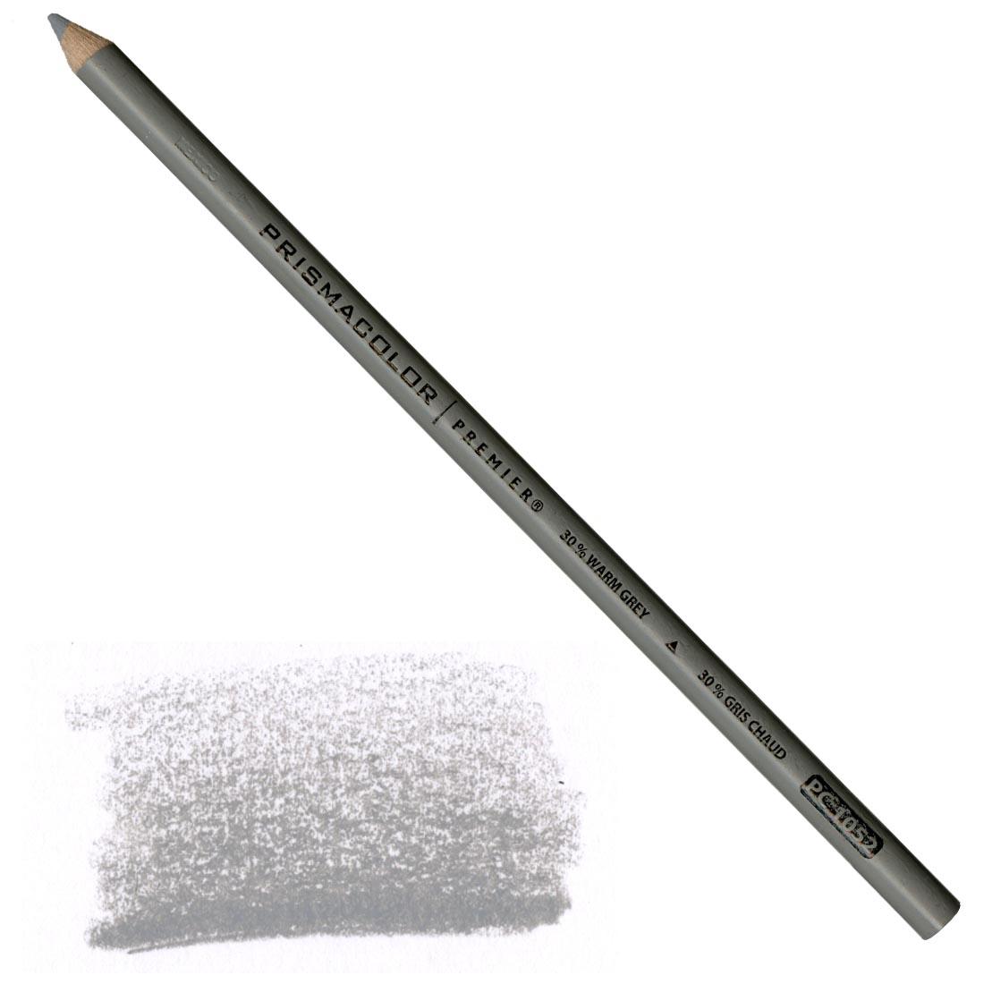 30% Warm Grey Prismacolor Premier Colored Pencil with a sample colored swatch