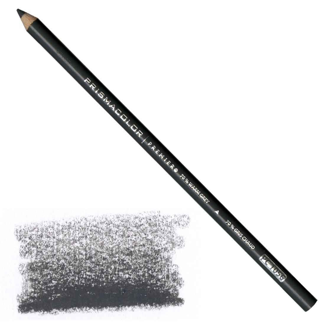 70% Warm Grey Prismacolor Premier Colored Pencil with a sample colored swatch