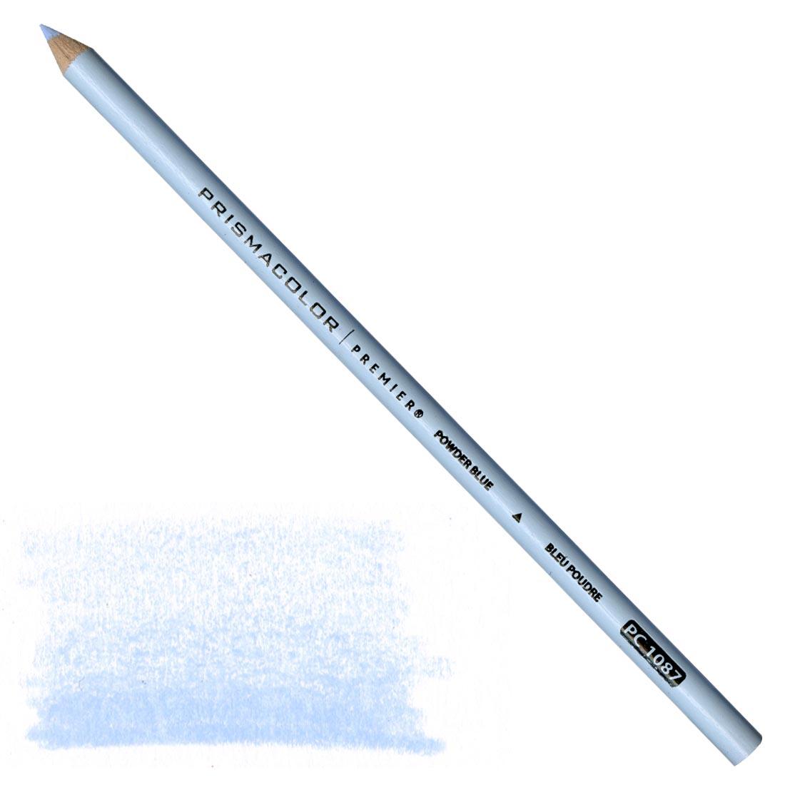 Powder Blue Prismacolor Premier Colored Pencil with a sample colored swatch