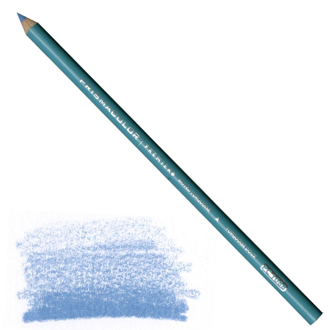 Muted Turquoise Prismacolor Premier Colored Pencil with a sample colored swatch