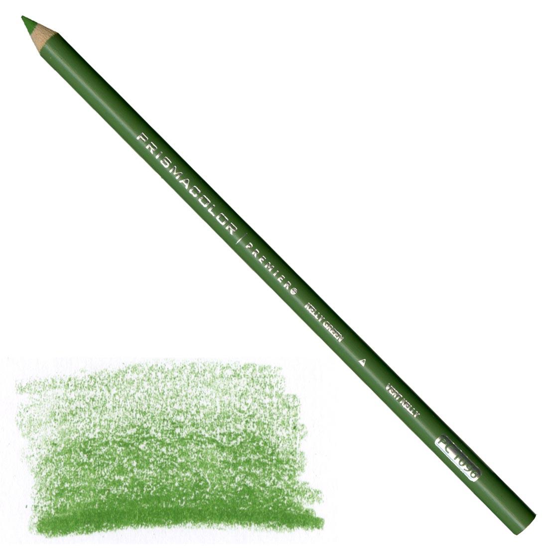 Kelly Green Prismacolor Premier Colored Pencil with a sample colored swatch