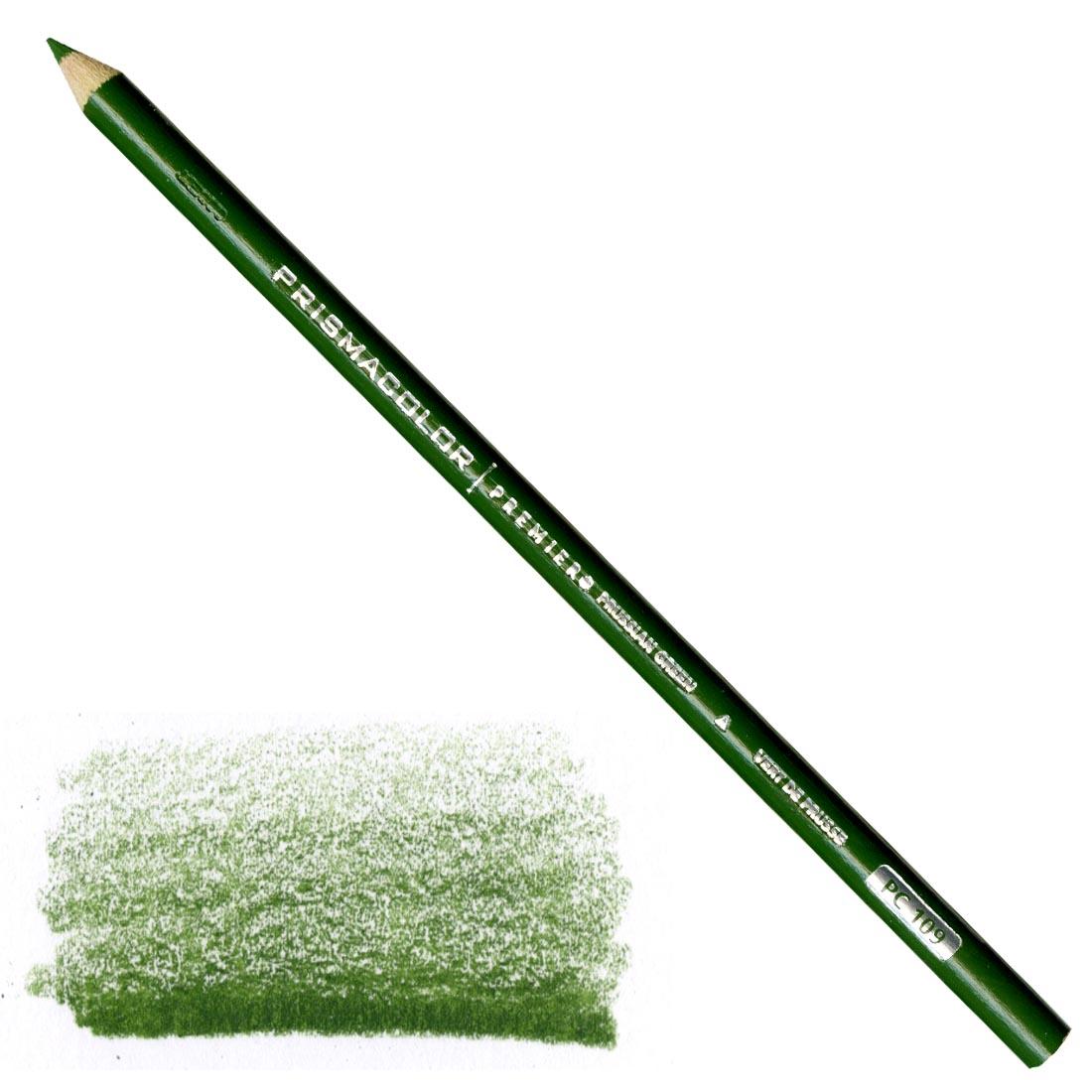 Prussian Green Prismacolor Premier Colored Pencil with a sample colored swatch
