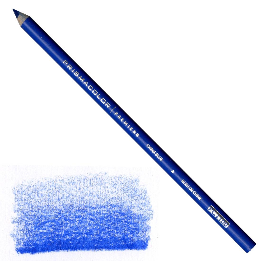 China Blue Prismacolor Premier Colored Pencil with a sample colored swatch