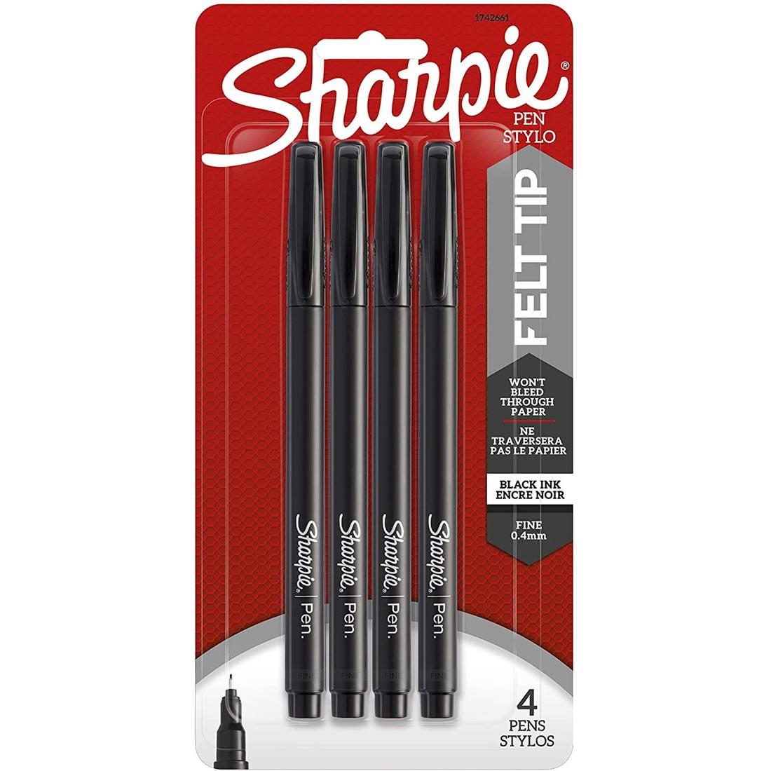Package of 4 Black Sharpie Pens