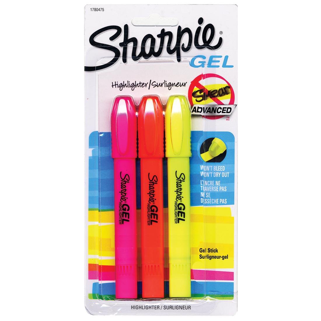 Sharpie Advanced Gel Highlighters, Assorted Colors - 3 highlighters