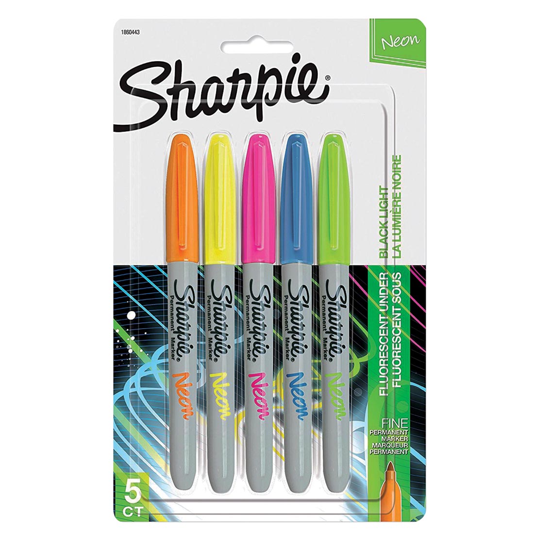 Sharpie Fine Point Neon Permanent Marker 5-Color Set