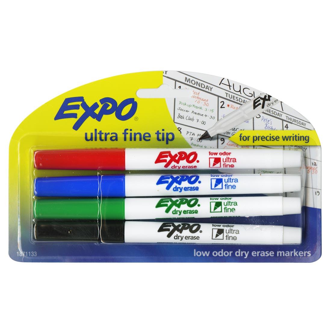 Expo Ultra Fine Tip Low Odor Dry Erase Markers 4-Color Set