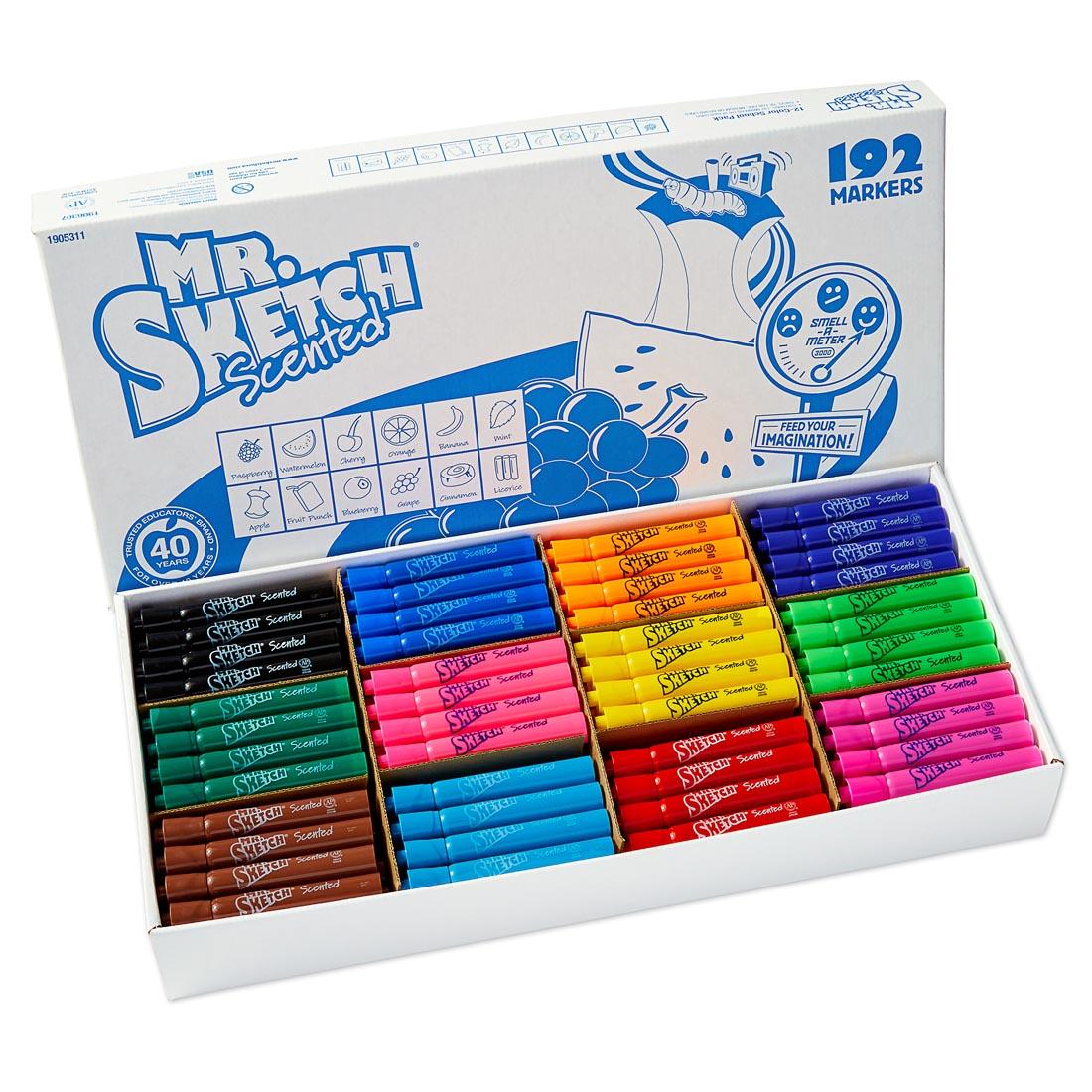 Mr. Sketch Scented Stix Watercolor Markers, Fine Point 12 Colors 216 Count  