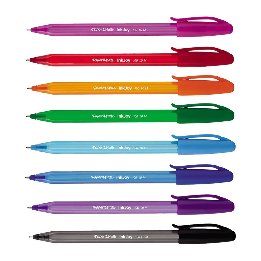 Eight Colorful Paper Mate Inkjoy Series 100 Pens