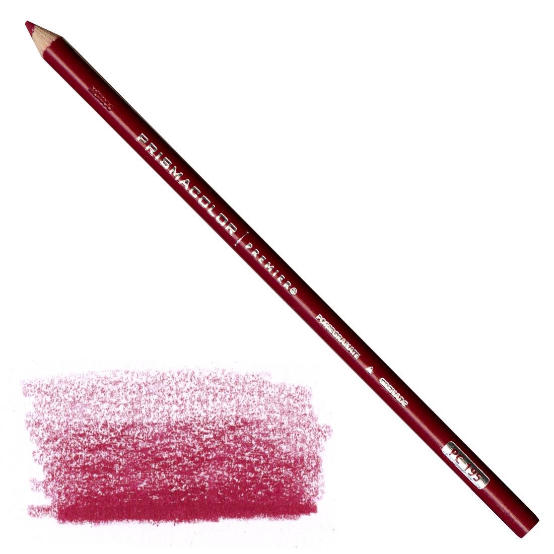 Pomegranate Prismacolor Premier Colored Pencil with a sample colored swatch