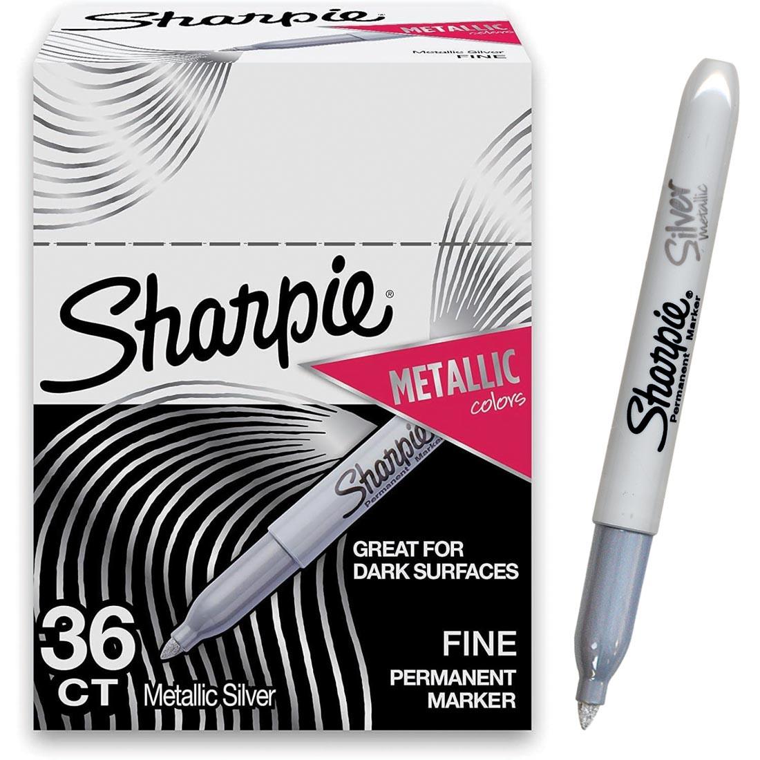 Plastic Tub of Silver Sharpie Metallic Permanent Markers