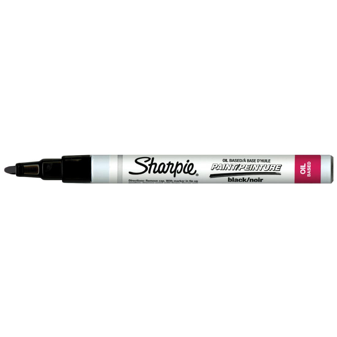 Black Sharpie Oil-Based Fine Point Paint Marker with cap off
