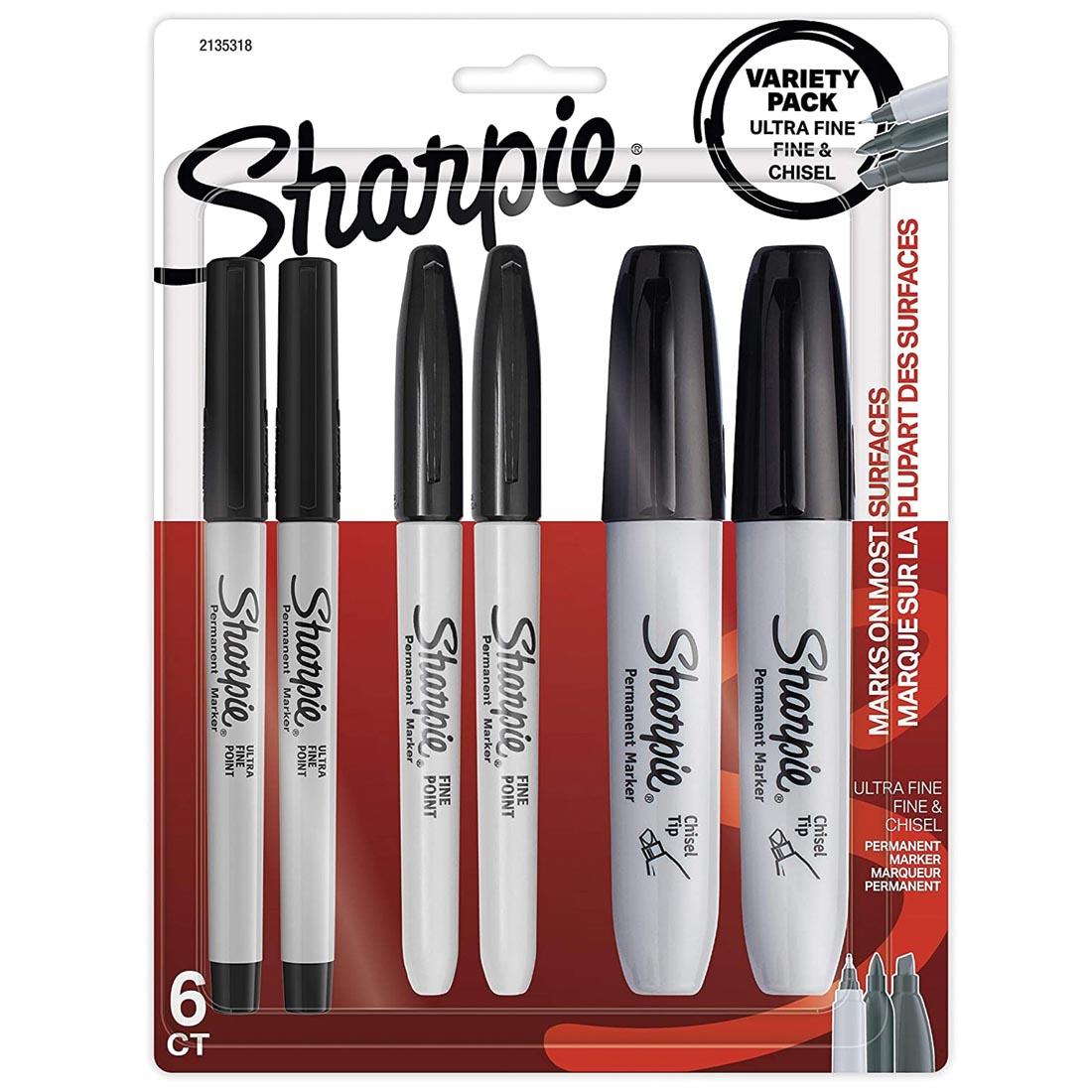 Sharpie Black Permanent Marker 6-Count Variety Pack