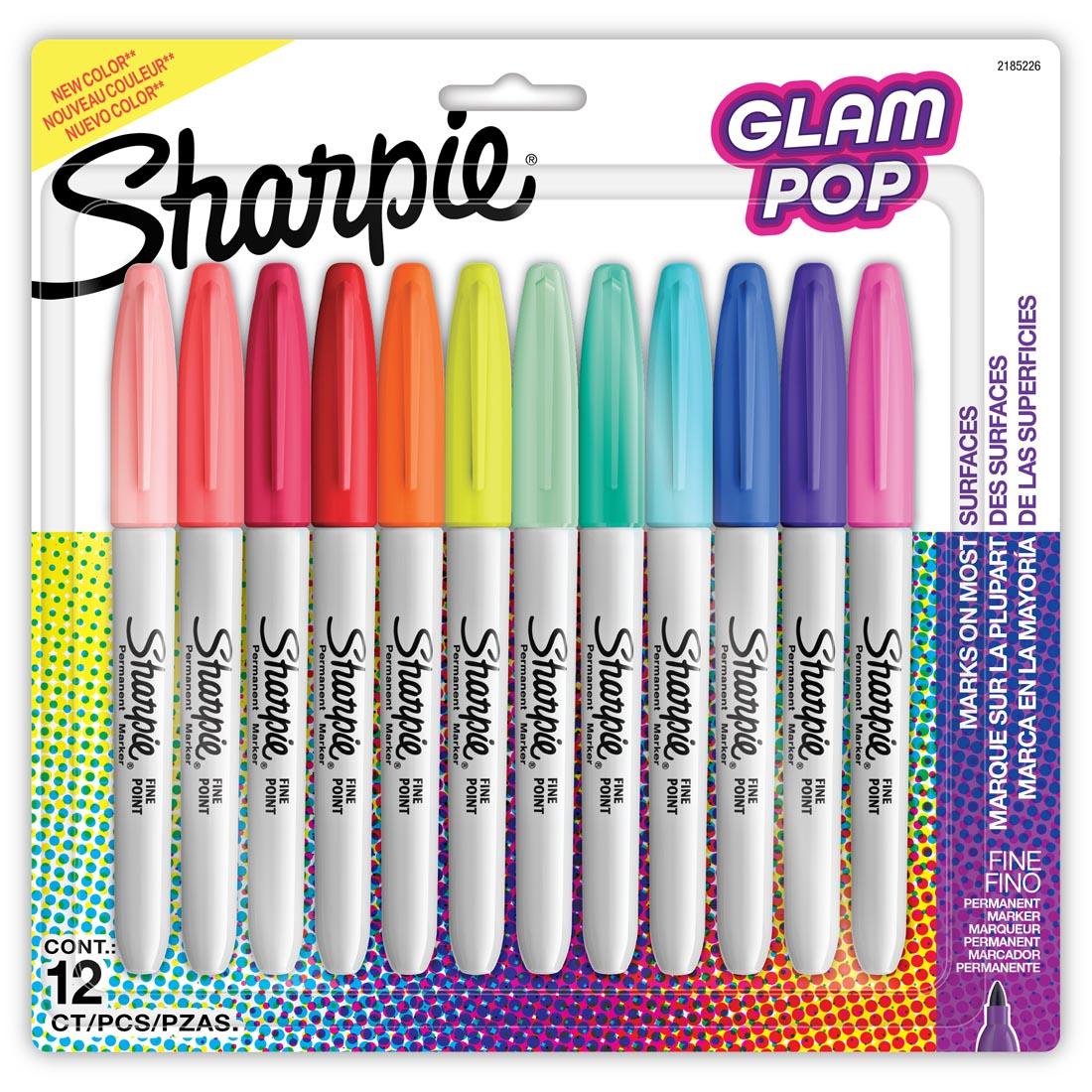 Sharpie Fine Point Permanent Markers 12-Color Glam Pop Set
