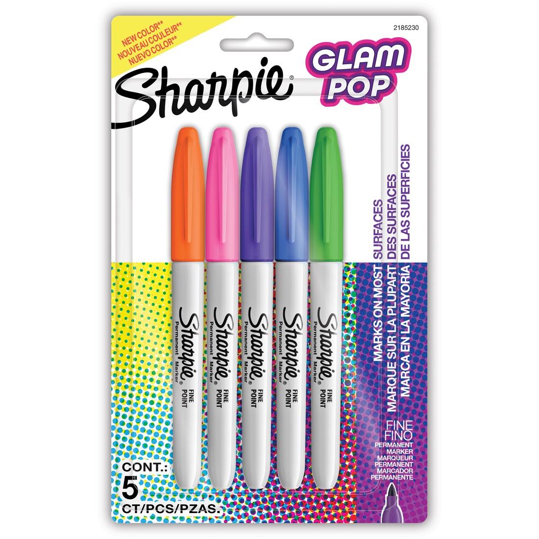 Sharpie Fine Point Permanent Markers 5-Color Glam Pop Set
