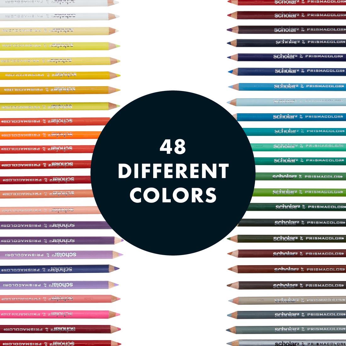 Prismacolor Scholar colored pencils in 48 different colors