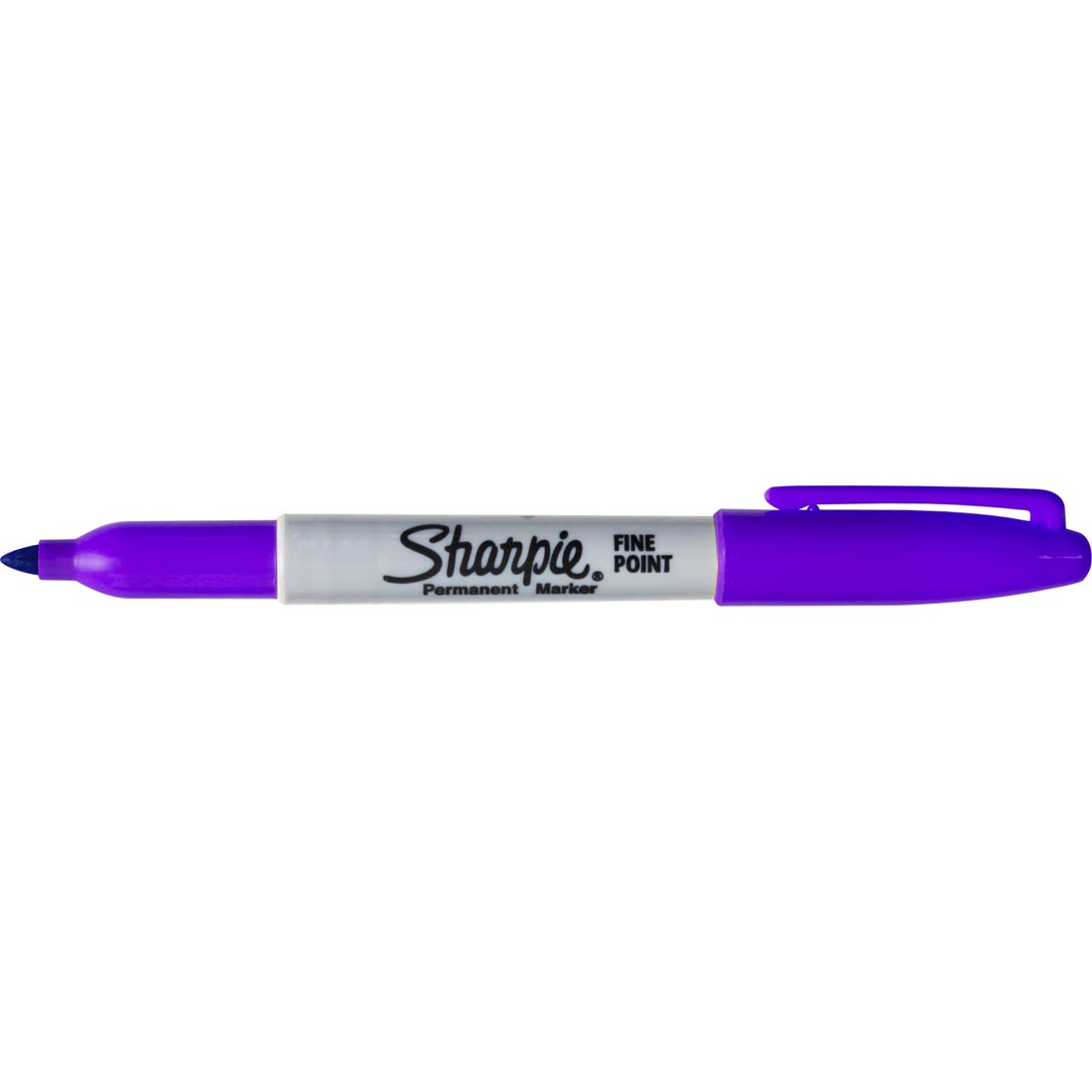 Purple Fine Point Sharpie Permanent Marker with the cap on the opposite end