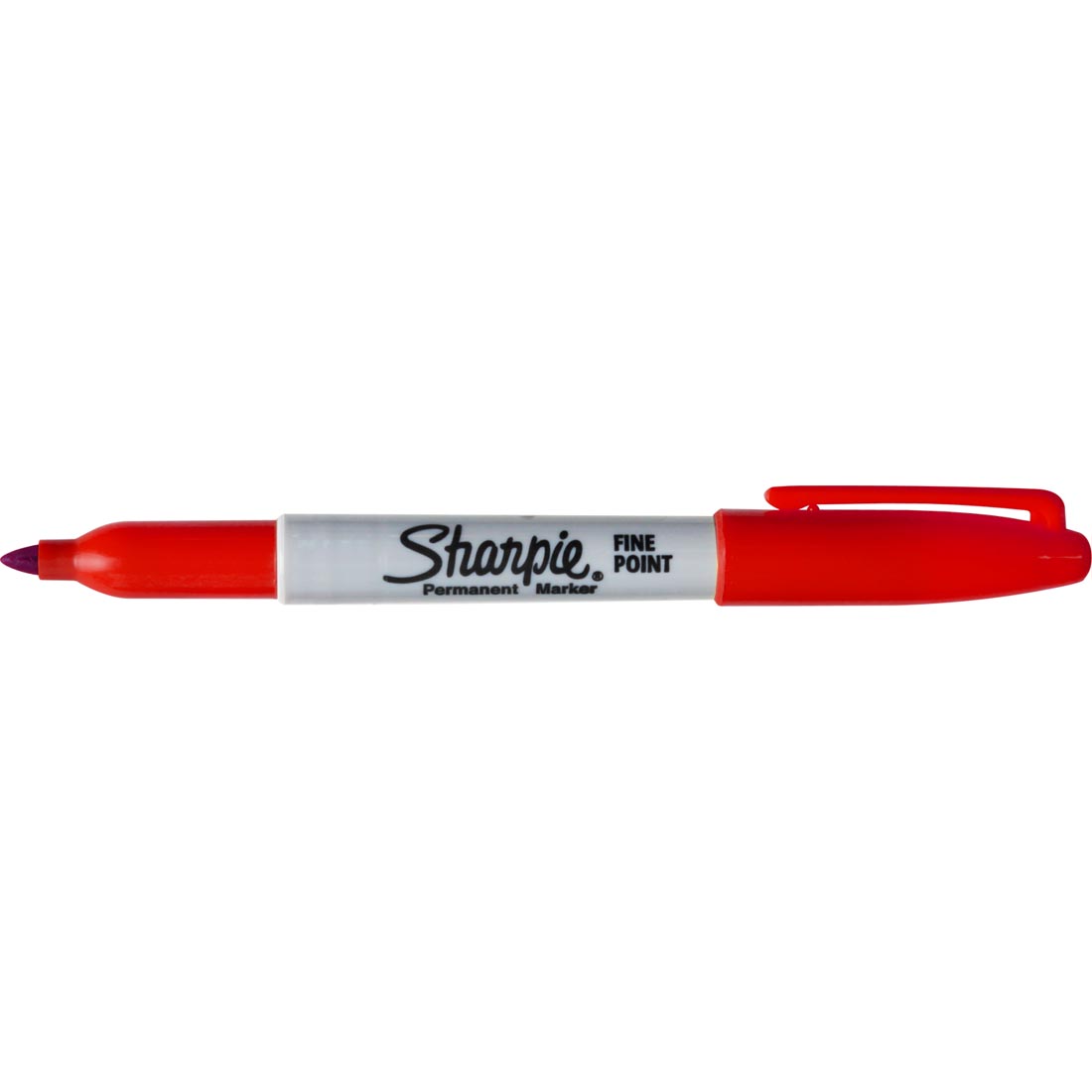 Red Fine Point Sharpie Permanent Marker with the cap on the opposite end