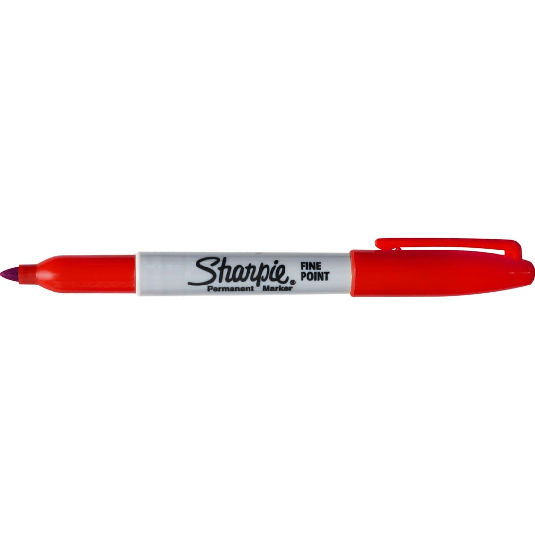 Red Fine Point Sharpie Permanent Marker with the cap on the opposite end