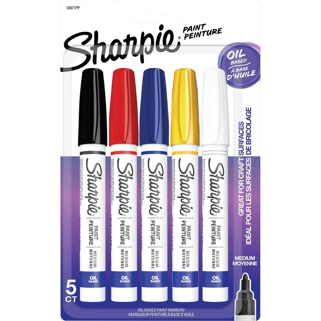 Sharpie Medium Point Oil-Based Paint Markers 5-Color Set