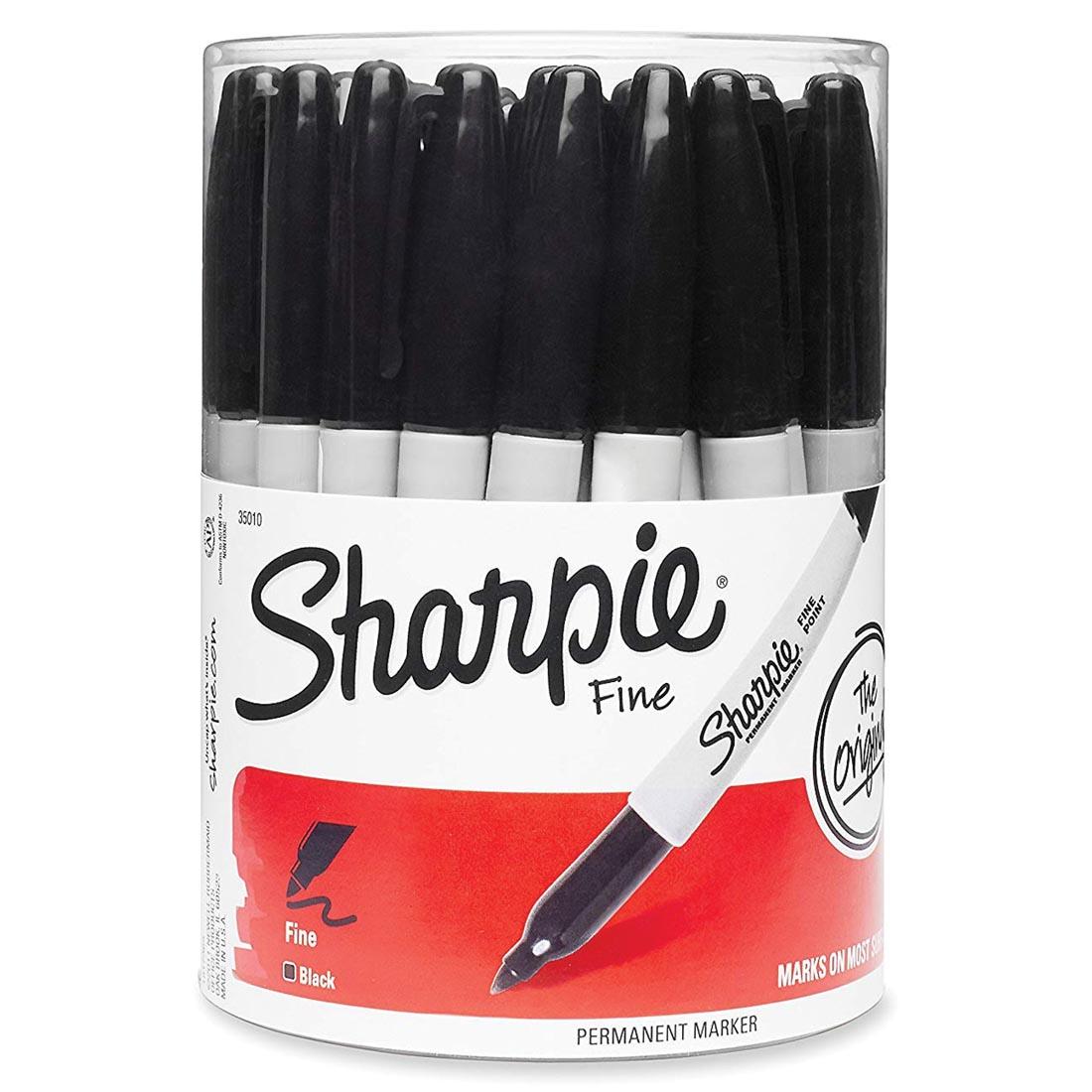 Canister of Black Sharpie Fine Point Permanent Markers