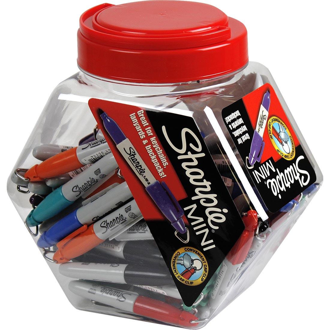 Jar of Colored Mini Sharpie Fine Point Permanent Markers