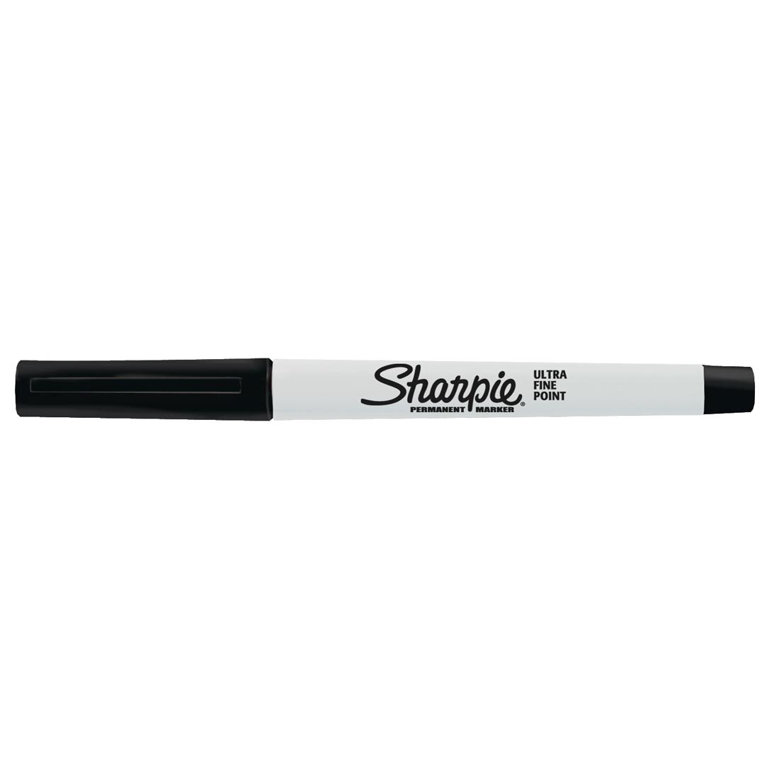 Black Sharpie Ultra Fine Point Permanent Marker with cap on