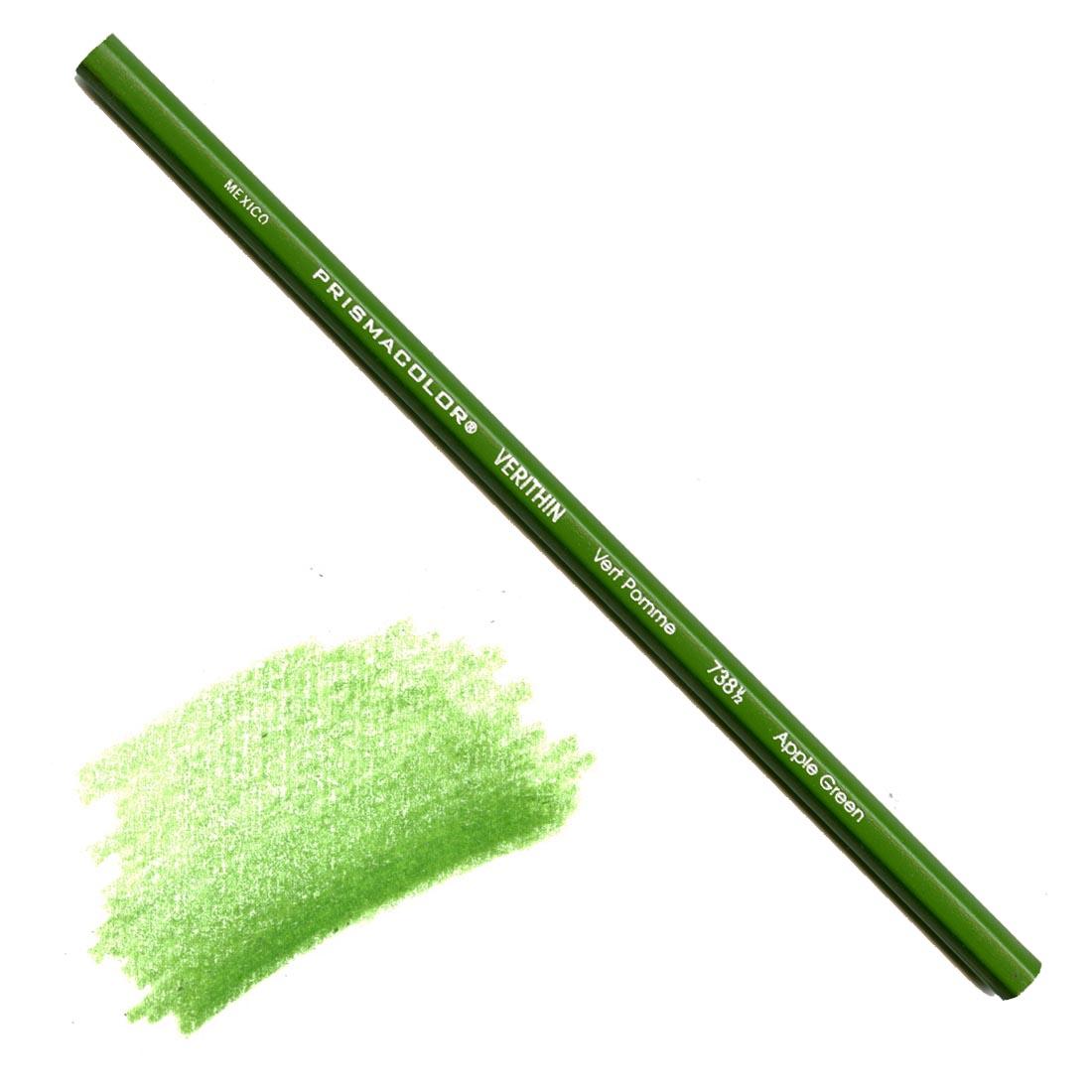 Apple Green Prismacolor Verithin Colored Pencil with a sample colored swatch
