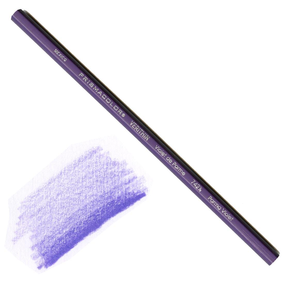 Parma Violet Prismacolor Verithin Colored Pencil with a sample colored swatch