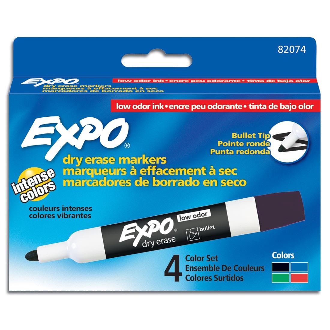Expo Low Odor Bullet Tip Dry Erase Markers 4-Color Set