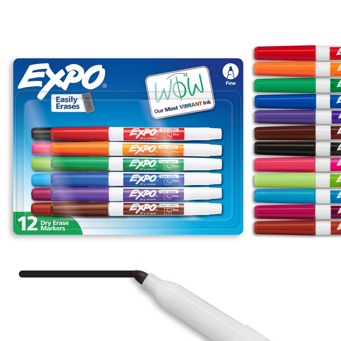 Expo Low Odor Fine Tip Dry Erase Markers 12-Color Set