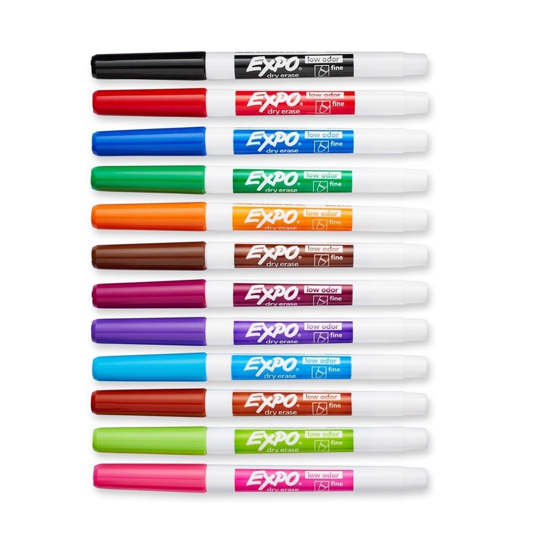 Expo Low Odor Fine Tip Dry Erase Markers 12-Color Set