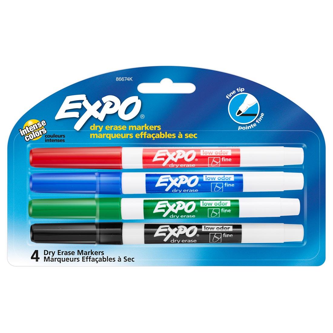 Expo Low Odor Fine Tip Dry Erase Markers 4 Primary Colors Set