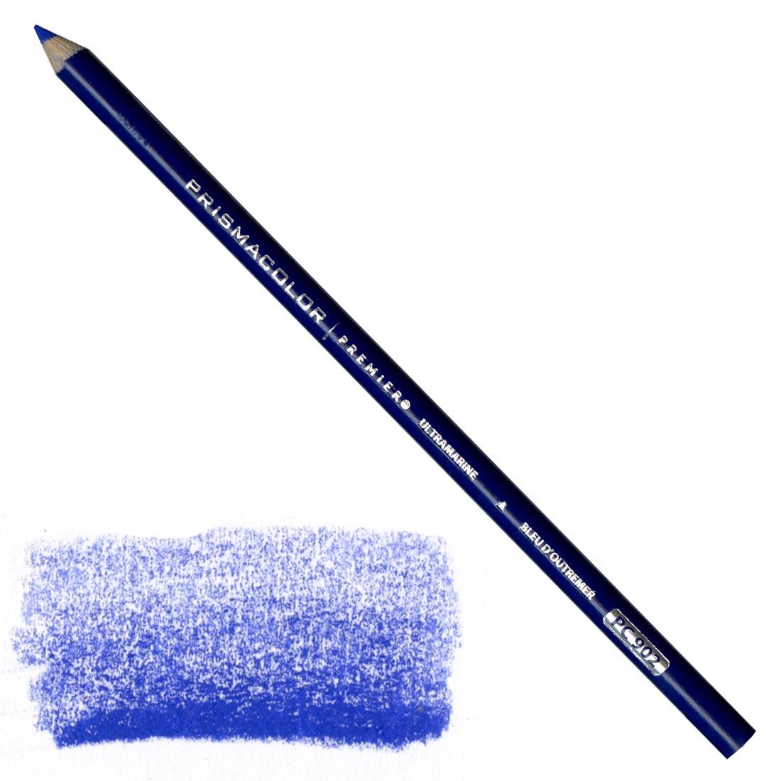 Ultramarine Prismacolor Premier Colored Pencil with a sample colored swatch