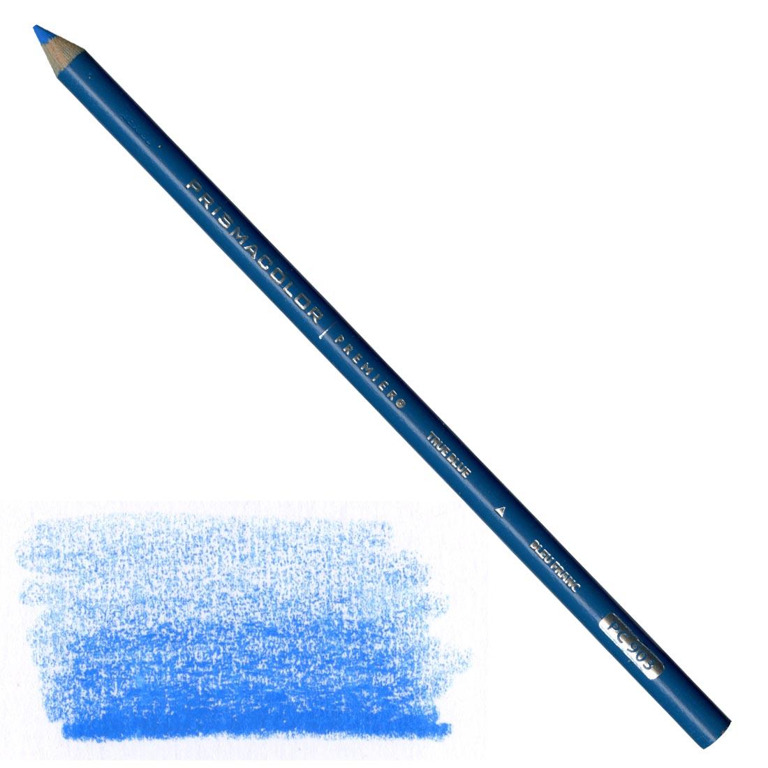 True Blue Prismacolor Premier Colored Pencil with a sample colored swatch