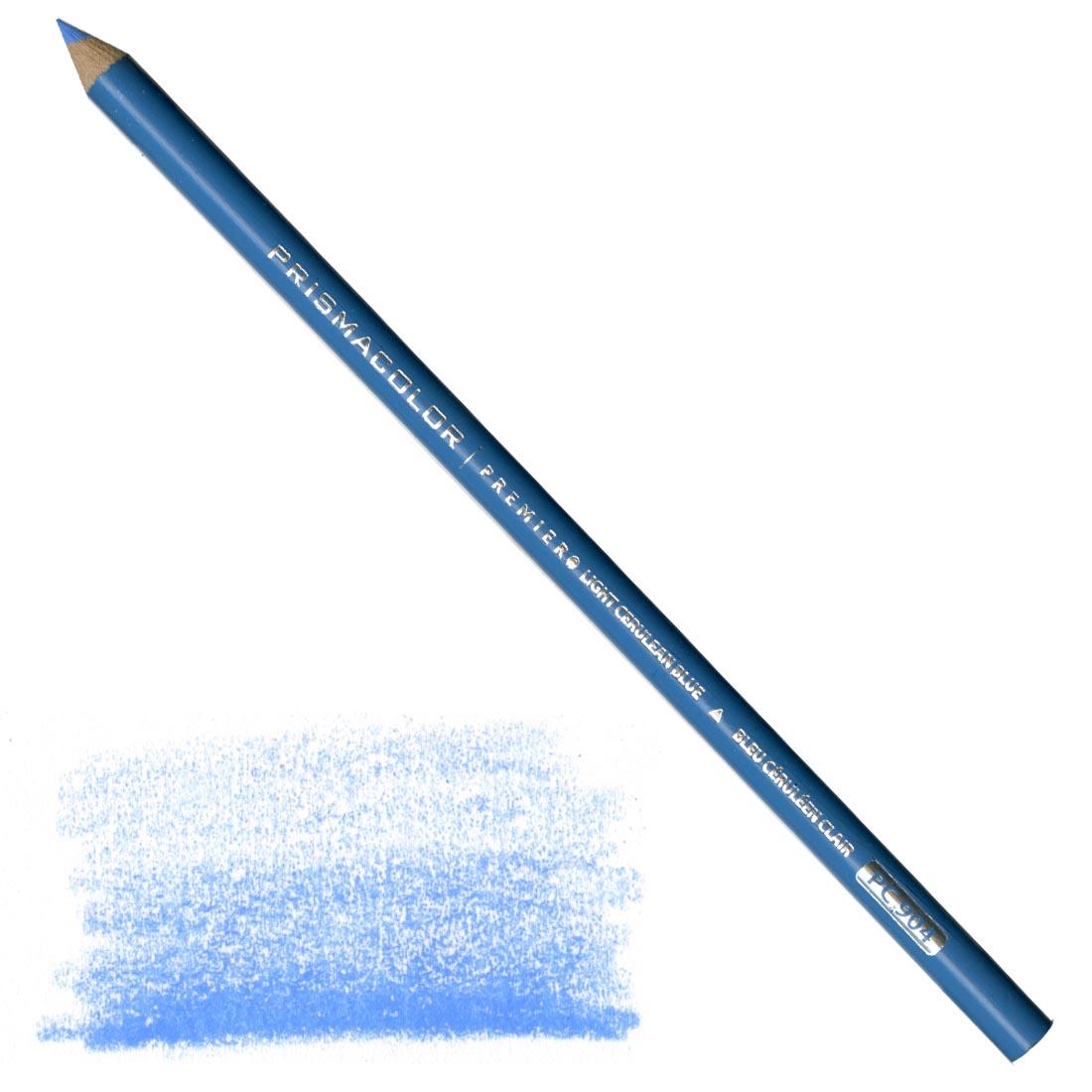 Light Cerulean Blue Prismacolor Premier Colored Pencil with a sample colored swatch