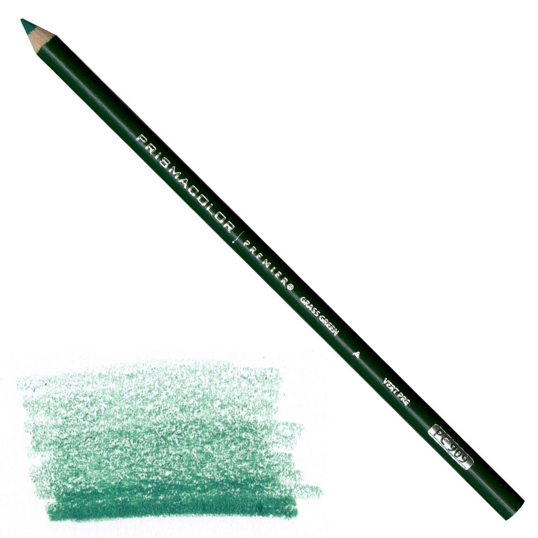Grass Green Prismacolor Premier Colored Pencil with a sample colored swatch